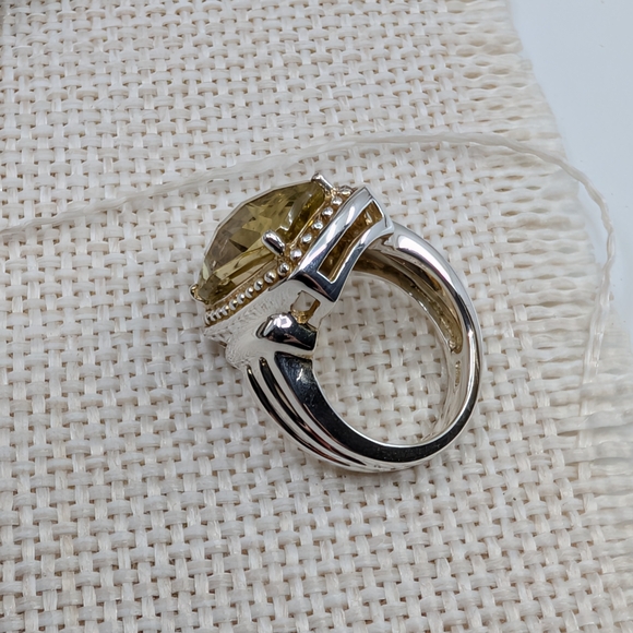 925 Sterling Silver Citrine Quartz Statement Ring Luxury Cocktail Jewelry Size 6 - Picture 10 of 16